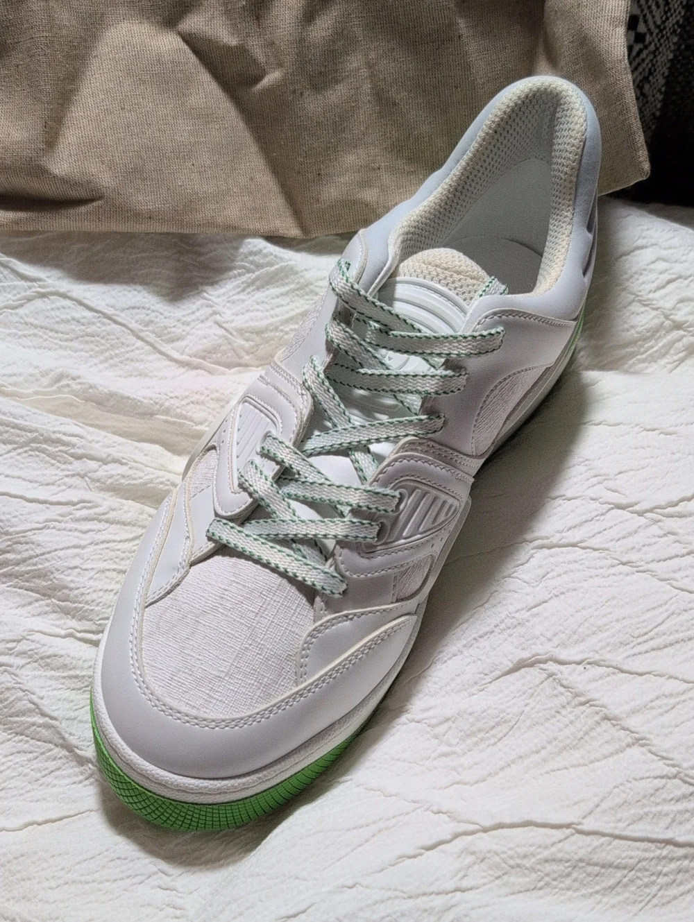 Gucci Basket Low Sneaker RIGHT SHOE ONLY White Green Demetra Men's 7